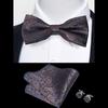 Classic Bowtie Bow Ties for Mens Butterfly Bowknot Pocket Square Cufflinks Suit Set Bussiness Accessories