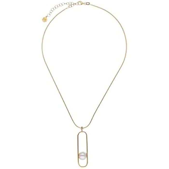 Pendentif - Majorica - Collection Athena - Argent doré - Perle blanche ronde 10 mm - Longueur 37-42 cm