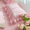 Koreaanse versie Lotusbladrand Katoen Effen Kleur Kussensloop Prinses Stijl Kant Kant Kussen Kernhoes 48 * 74 cm