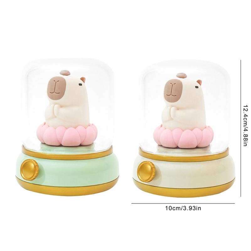 Vintage Capybara Nightlight Silicones Desktop Figurine with Gentle Glowing Oil Lamp Shape USB Rechargeable Night Lamp
