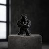 3D Printed Muscle Bear Statue Matte Black Fitness Ornament for Office Bookshelf Gym