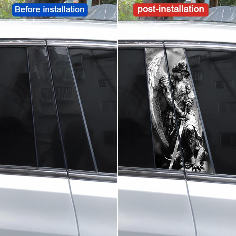 2pcs Car B-pillar sticker Vinyl waterproof sticker DIY car window pillar sticker Covering Scratched car center pillar sticker