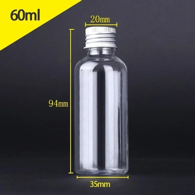 10Pcs 5ml-250ML Mini Plastic Bottle W/ Aluminum Screw Caps Portable Sample Vials Travel Cosmetic Containers for Lotion Creams