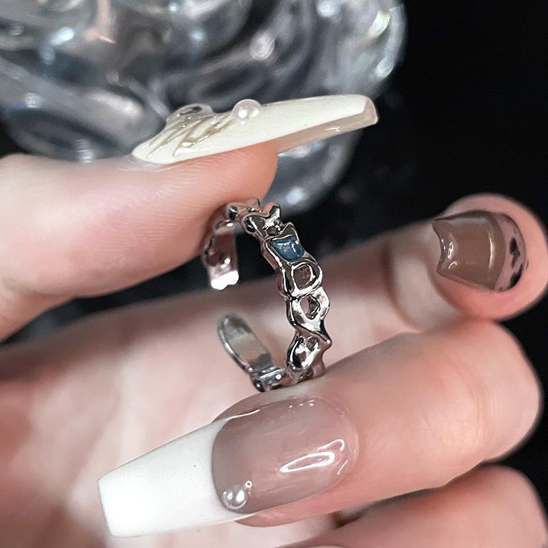 Iceland Ring Niche Design Cold Wind High-End Open Index Finger Ring Personality Cool French Pleated Ring