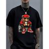 European Sizes Hip Hop Teddy Bear Rap Music T Shirt Men'S Meme Funny Short Sleeved Christmas And New Year Holiday Gifts Are The Best Choice for Family