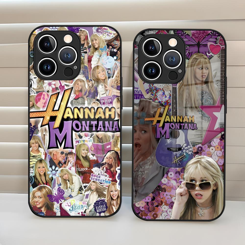 H-Hannah M-Montana Phone Case Glass Cover For IPhone 17 15 Pro Max 14 Pro 16 12 11 13 Mini X XR XS 8 7 Plus SE
