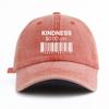 1pc KINDNESS Print Washed Baseball Cap for Adults,Minimalist Retro Style Casual Soft Adjustable Dad Hat, Perfect As Gift