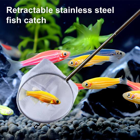Fish Net Aquarium Cleaning Tool with Long Handle Fine Mesh Easy To Use Small Fish Shrimp Net Fish Tank Catching Net