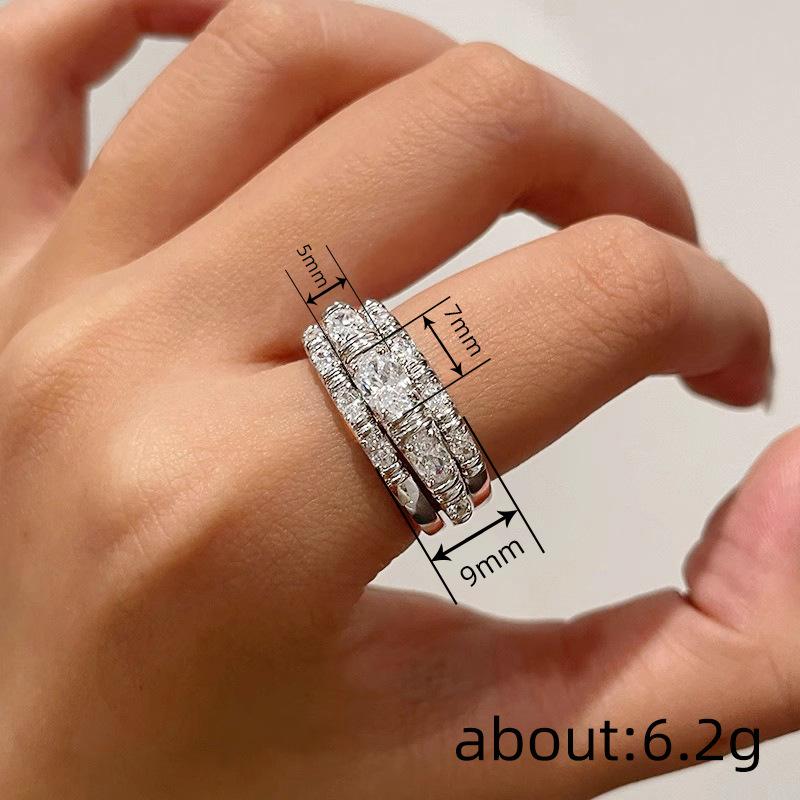 Classic Copper Alloy Zircon Ring Ladies Jewelry Wedding Promise Party Gift
