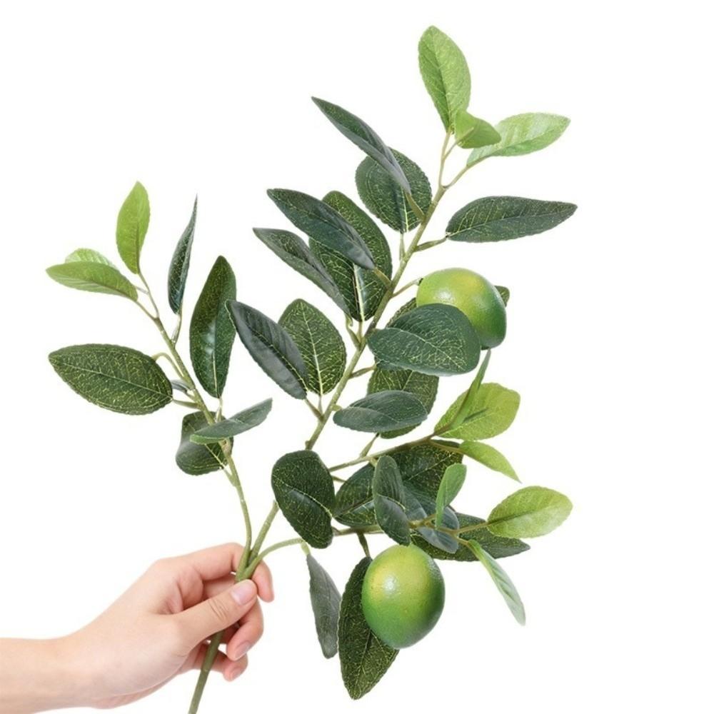 Green Leaves Artificial Lemon Branch Lifelike Handmade Artificial Orange Fruits Realistic Plastic Fruit Fake Fruit Props Hotel