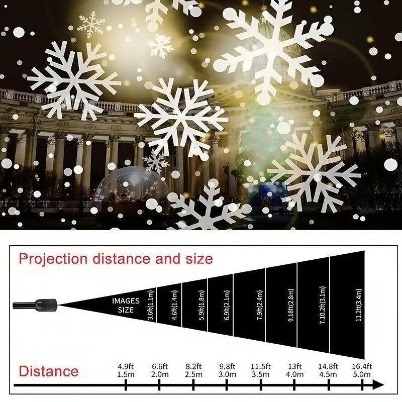 Christmas Decoration Snowflake Projector Fairy Lights Rotating Dynamic White Snow Atmosphere Lamp for Xmas New Year Party Decor