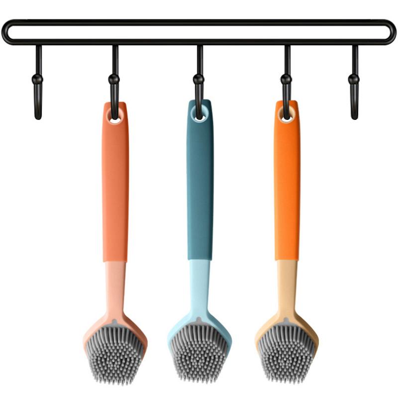 1 x Silikonbürste, Küchenbürste zum Reinigen, Mehrzweck-Schrubbbürste mit Griff, Reinigungsbürste für Geschirr, Spüle, Töpfe, Pfannen, Haushaltswerkzeug