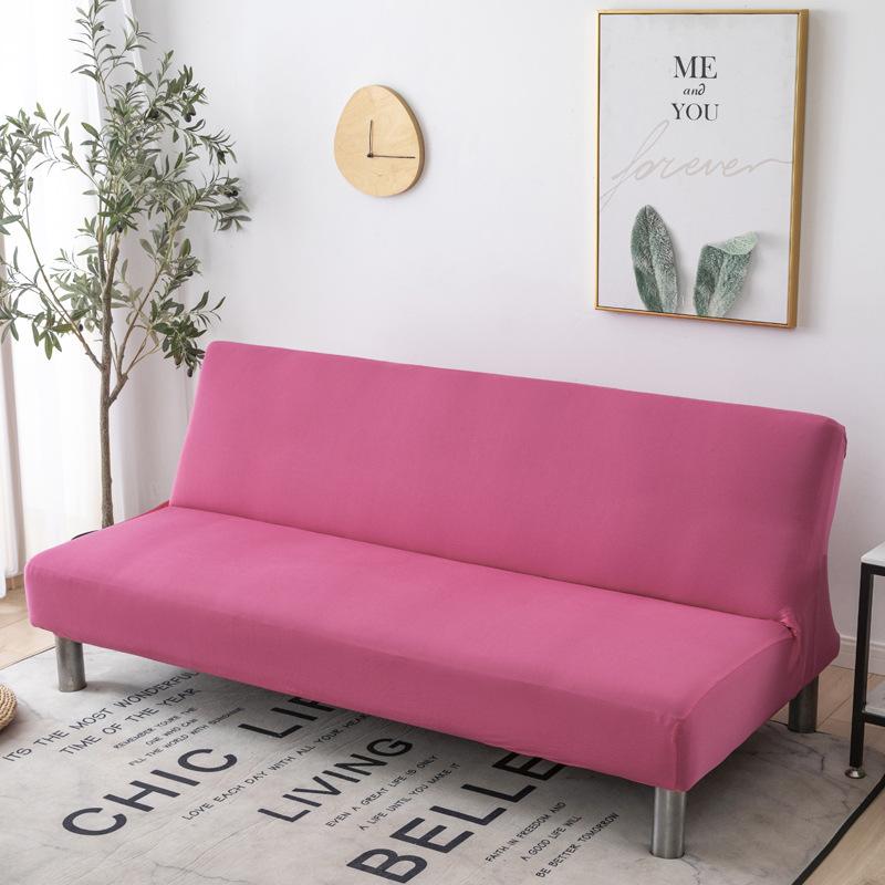 Solid Color Without Armrest Sofa Bed Cover Elastic Stretch Foldding Couch Covers Removable Washable Slipcover Living Home el