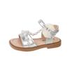 Girls Sandals Open Toes Mesh Lace Bows Kids Beach Shoes Soft Sole Sweet 2025 Summer New Children Princess Shoes Shiny Crystal