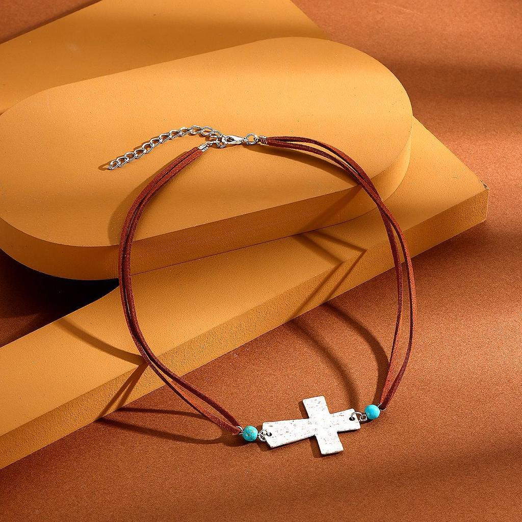 Necklace Ethnic Style Bullhead Cross Denim Maillard Stacked Wear Select Vintage Necklace