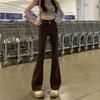 2025 Brown High-Waisted Slimming Micro-Flare Jeans for Women - Autumn Coffee-Colored Floor-Length Bell Bottoms