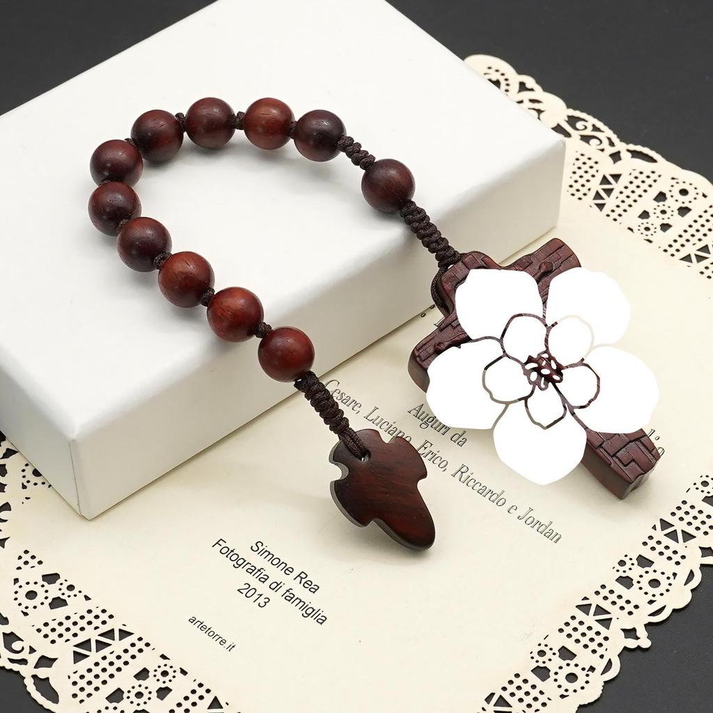 Handmade Rosewood Mala 8mm with Simple Shale Background and Rope-Woven Design