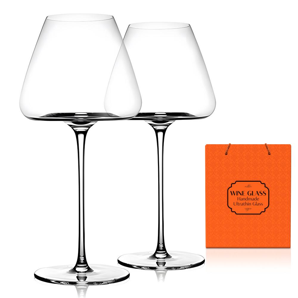 Belly-Shaped Crystal Red Wine Glass Set: Two-Piece High-Stemmed Glasses with Indented Bottom, Perfect for Gifts and Celebrations