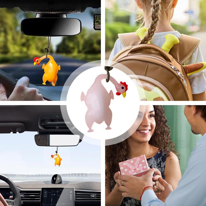 Rearview Mirror Decor Roast Chicken Decorations Color Changing Funny Cute Aesthetic Cool Car Pendant Auto Interior Decoration