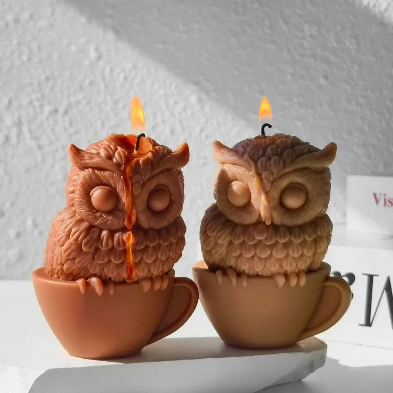 New Owl Candle Silicone Mold 3D Owl Crafts Resin Plaster Cement Casting Tool DIY Handmade Soap Candle Making Supplies
