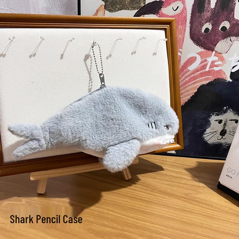 Shark Plush Pencil Case, Nap Pillow, Stationery, and Makeup Bag