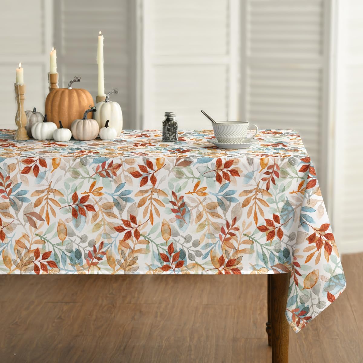 Tissu d'automne pour Thanksgiving Feuille d'érable Nappe Imperméable Décor de Table Récolte d'Automne Nappe pour Table de Cuisine Salle à Manger Décor de Fête 90x140cm
