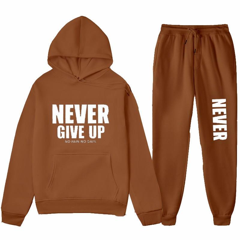 Herren Hoodie mit Buchstabenprint Set - Langarm Rundhals Oberteil Jogginghose Fleecegefüttert Lässiges Outfit Herbst