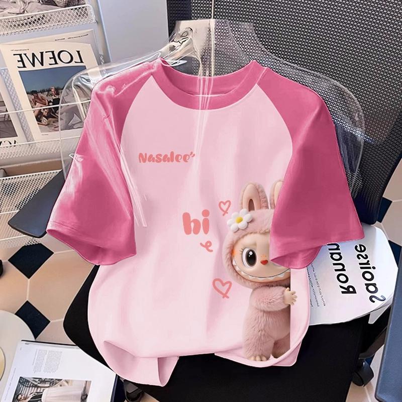 

Мультяшная графика Эльфа-монстра Лабубу Детская футболка с принтом Летняя Повседневная Женская футболка Топ Свободного Оверсайз Кроя с Коротким Рукавом Одежда 130