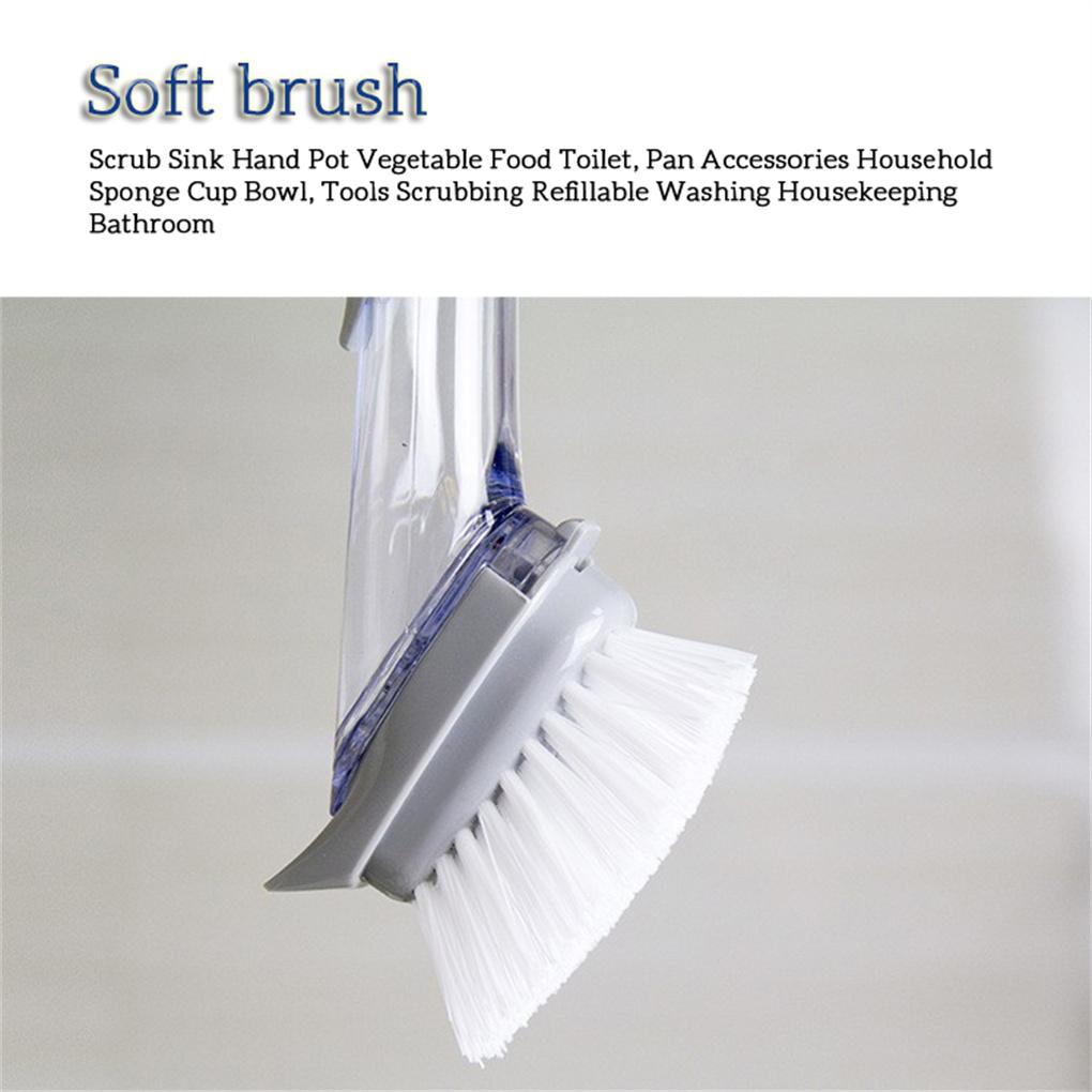 Dish Brush Cup Dishwashing Handheld Scrubber with Dispenser Kitchen Bathroom Bathtub Scrub Housekeeping Room Accessories