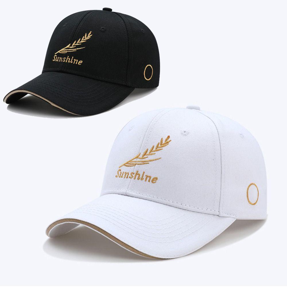 

Wheat Ear Embroidery Spring Baseball Caps Black White Streetwear Hats for Travel/Cycling/Fishing білий