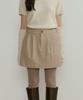 Lingseoul Two Button Pintuck Mini Skirt-Beige