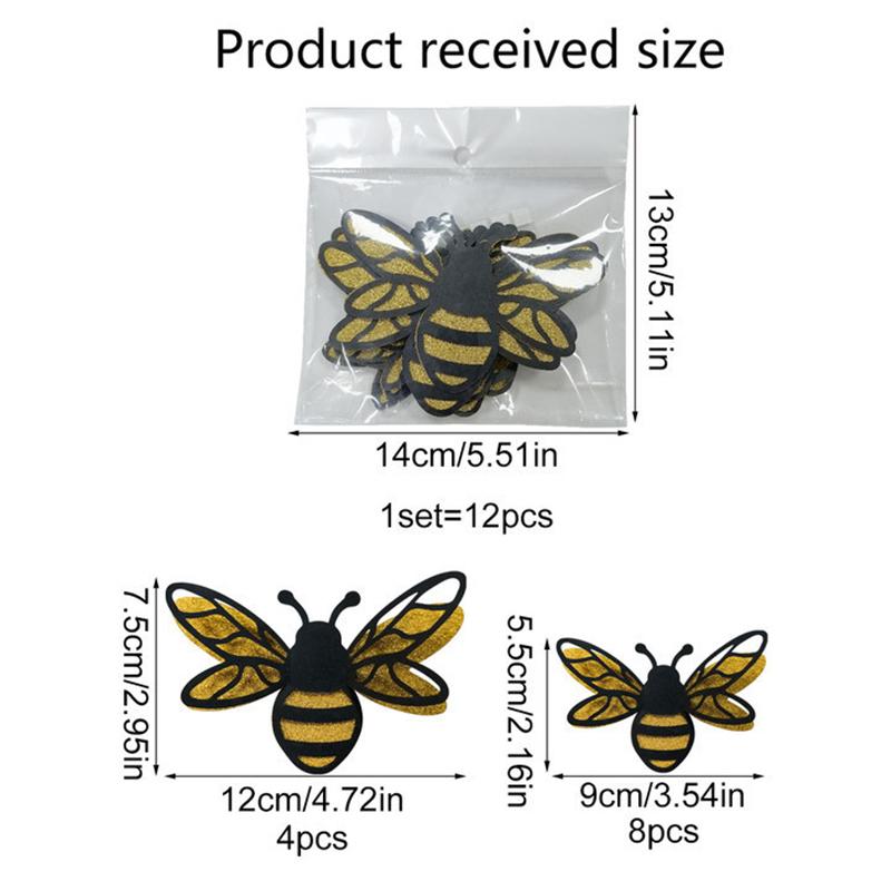 12Pcs 3D Double Layer Bees Wall Stickers Living Room Wedding Party Decoration Kids Room Household Decor Diy Wall Art Stickers