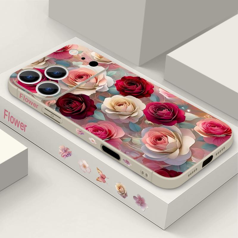 Oil Painting Rose Flowers Lanyard Case For iPhone 17 Pro Max Soft Silicone Cover For iPhone 16 Pro Max Funda iPhone 15 14 13 12 11 16E