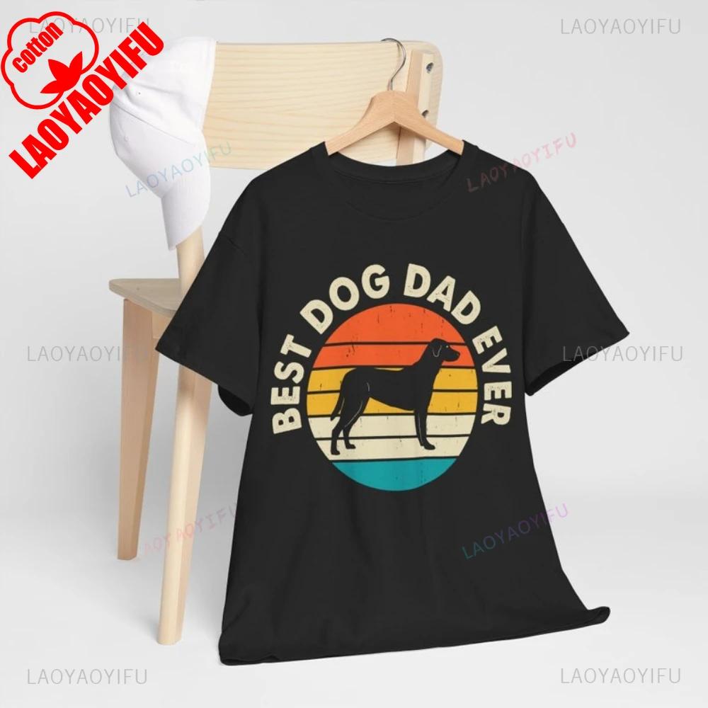Best Dad Dog Ever Tops Tee Shirt Cartoon Patterns of Dogs Printed T Shirt Tops A Gift for Dad On Fathers Day Unisex CottonTee
