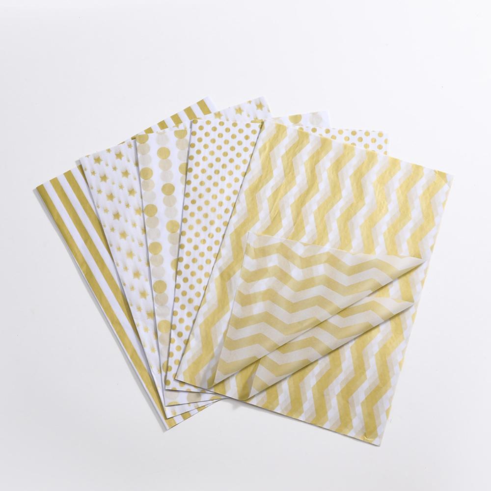 20pcs 50*35cm Tissue Paper Golden Star Polka Dot Wave Print DIY Craft Flowers Gifts Packing Paper Wedding Party Decorative Paper