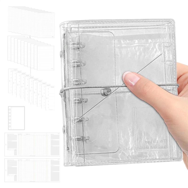 Refillable Clear Pvc Loose Leaf Notebook Fold Accordion Journal Aesthetic Pocket Planner