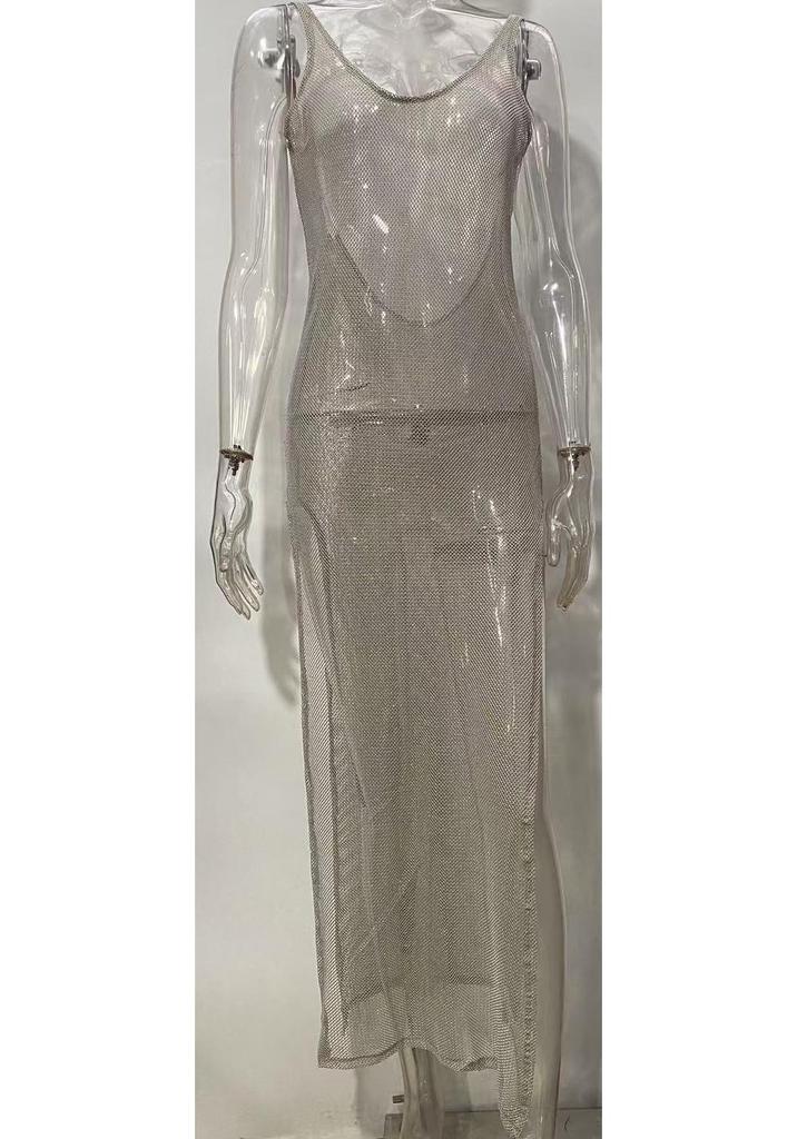 Sexy Mesh See-Through Backless Sleeveless Beach Dress
