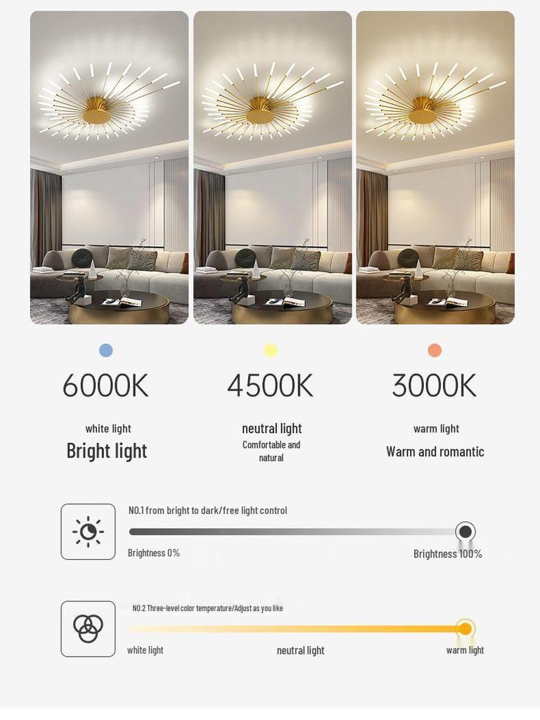 Nordic Fireworks Rotating LED Ceiling Light - High-End Living Room and Bedroom Lighting