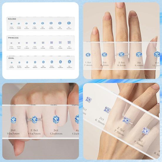 1/3Pcs Rhinestone Measuring Ruler Transparent Acrylic Round Oval Square Rhinestone Size Measurement Ruler