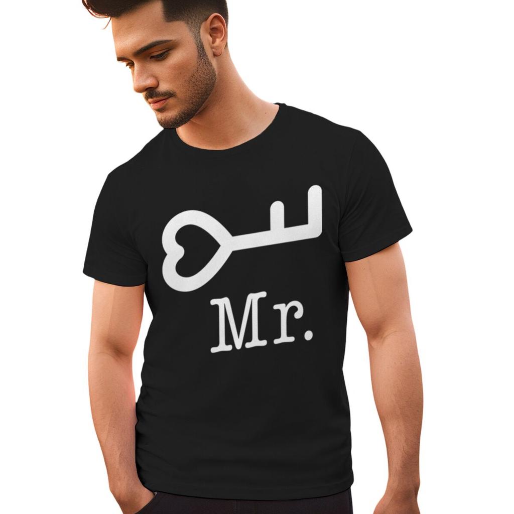 Fun Lock and Key Print Couple Matching Tshirt Men Women Marriage Anniversary Tee Fashion Short Sleeve Valentine Gift Streetwear