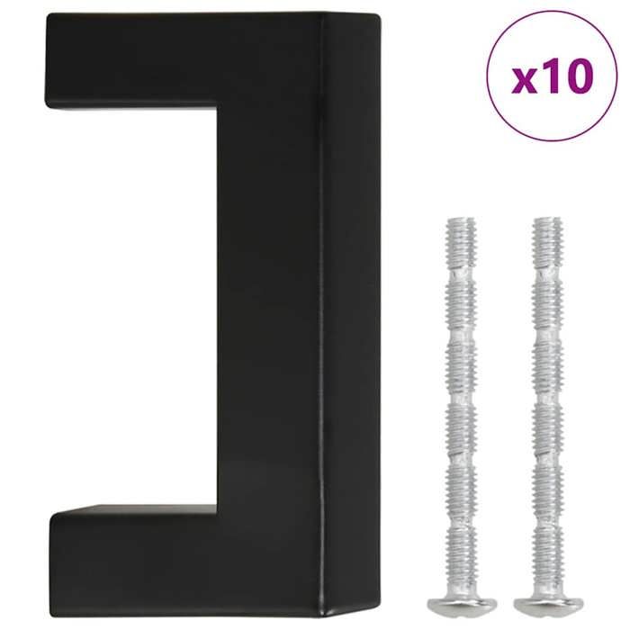VidaXL Cabinet Handles 10 Pcs, Cupboard Handles, T-Shaped Handles Kitchen Home Interior, Black 64 Mm Steel 155396