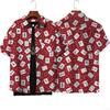 Hauts Graphiques Mahjong Hip Hop Chemises Imprimées Mah-jong Rouge pour Hommes Vêtements Décontractés Manches Courtes Streetwear Garçon Haut à Revers