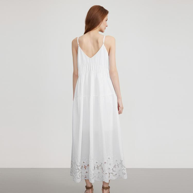 ELLE French Elegant Simple Fashion Solid Color Long Dress Spaghetti Strap Dress Women Dresses L8SLM332