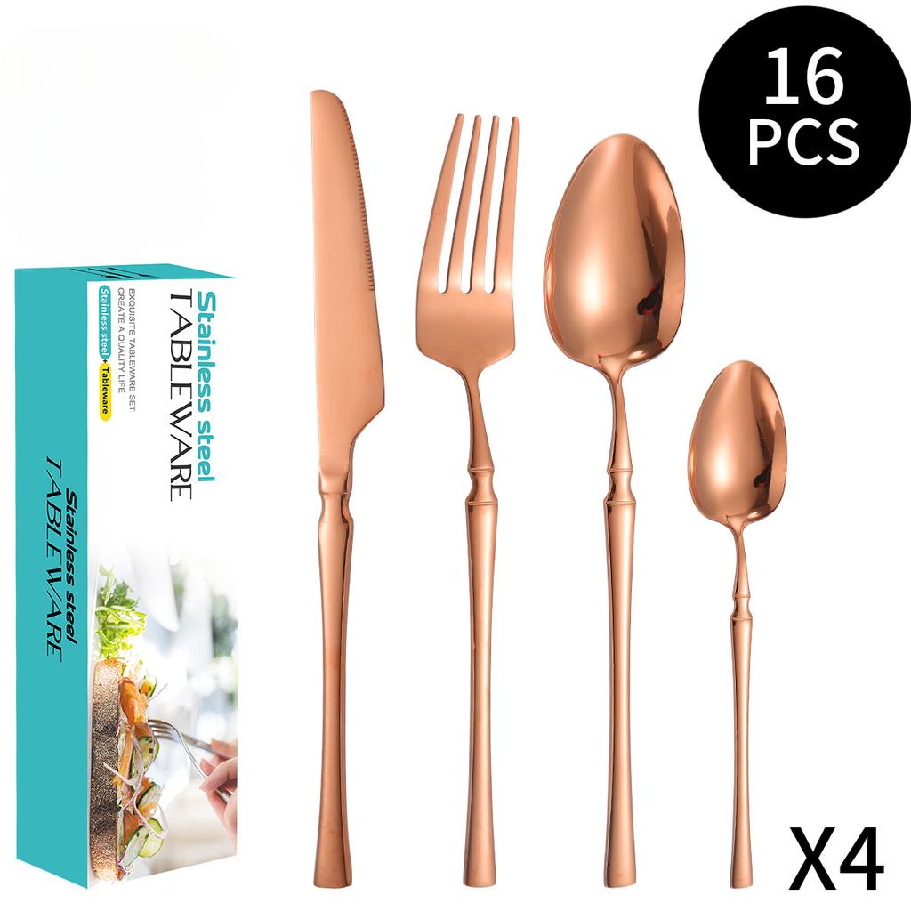 Acciaio inossidabile Ins stile francese piccolo vita luce lusso retrò stile spork per cibo in stile occidentale set da 16 pezzi