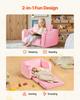 2-in-1 Kids Sofa, Foldable Toddler Soft Couch with Armrests, Made of 28D Sponge & Short Pile, Convertible Toddler Chair to Lounger, Kid Couch Fold Out