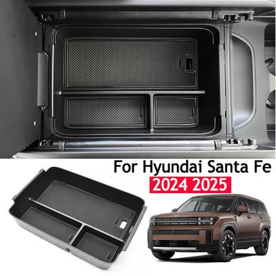 For 2024 2025 Hyundai Santa Fe Center Console Organizer Armrest Storage Lower Console Organizer Storage Tray Drink Holders