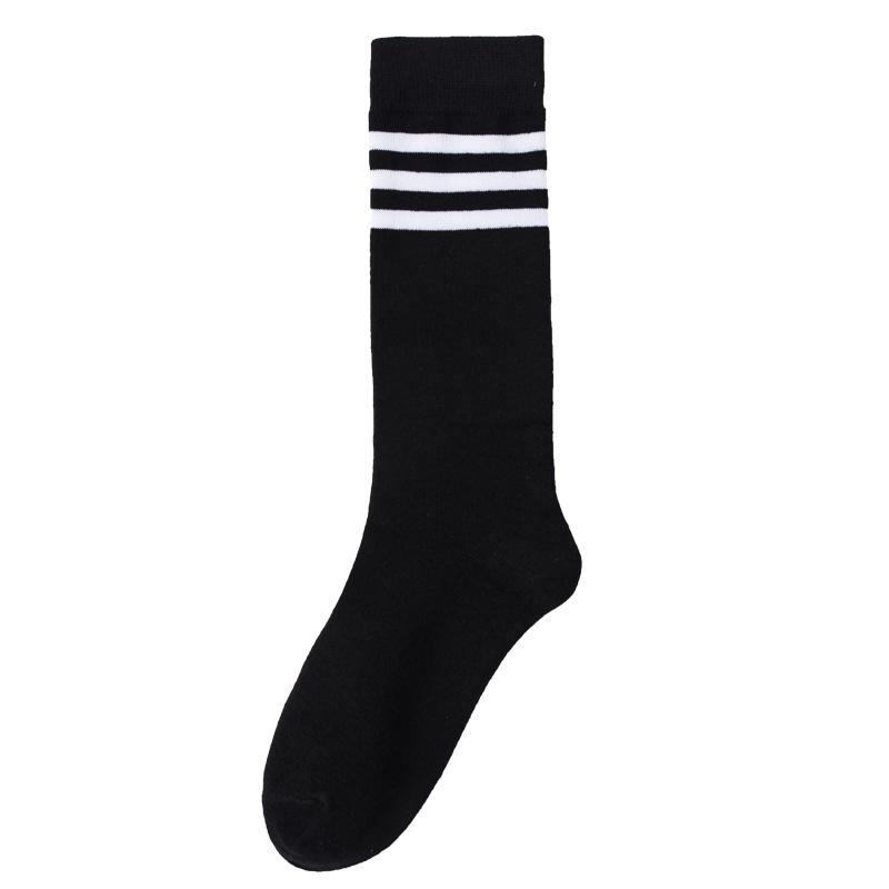 Women's Autumn/Winter Three-Stripe Knee-High Cotton Socks - Japanese JK Slimming, Sweat-Absorbent, Breathable Design