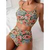 Print Bathing Suit Women Halter Backless Split Swimsuit High Waisted Vintage Sexy Thongs Summer New Fashion Swimwear