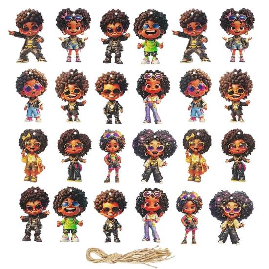 

24 шт. Дерев яний кулон-ангел для хлопчиків та дівчаток, підвісна прикраса, дитяча форма, фестивальна прикраса для ялинки, для декору стіни, дверей, вікна