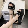 Fashion Outdoor Open Toe Pearl Sandals for Women Roman Style Platform Woman Shoes Summer 2025 Comfortable New Breathable Fashion Sandal